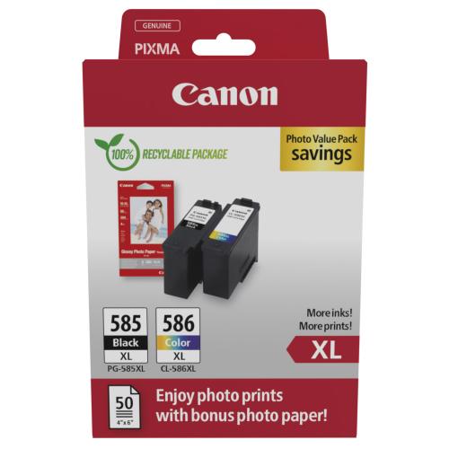 Canon Blækpatron / Fotopapir Blækpatroner / Fotopapirer sort / farve (6204C005 / PG585XLCL586XL) (Doppelpak, multipack, høj kapacitet)