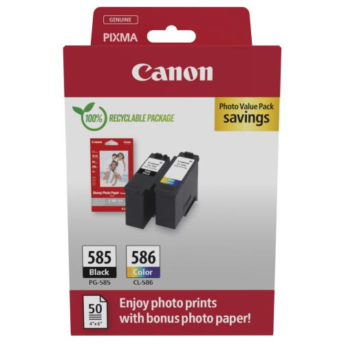 Canon Blækpatron / Fotopapir Blækpatroner / Fotopapirer sort / farve (6205C004 / PG585CL586) (Doppelpak, multipack)